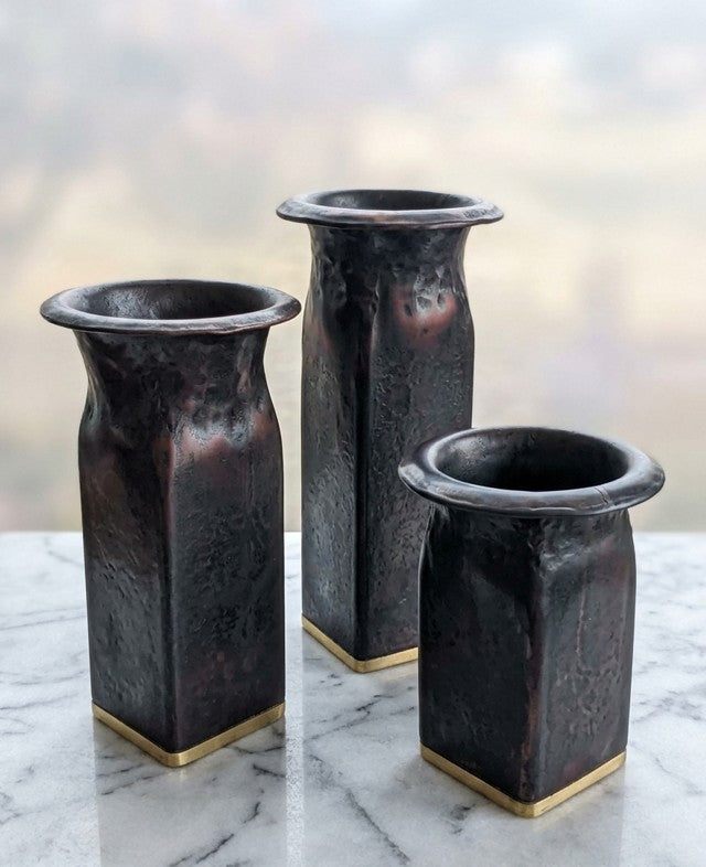 Set of 3 Artisanal Sculptural Vessels